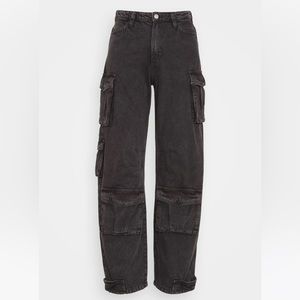 ASOS Weekday Shiloh Workwear Black Cargo Jeans